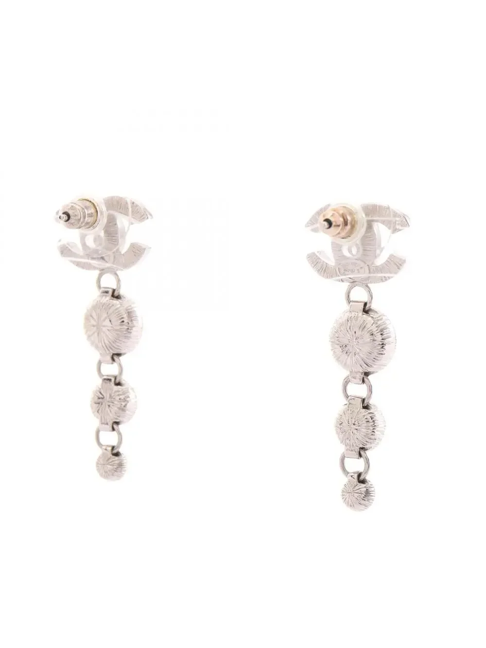 Chanel Cc Logo Earrings Silver-Tone #357760C12B